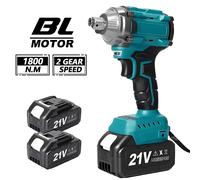 Llave de Impacto Eléctrica sin Escobillas de 1800 N.M, Juego de Llaves con 4 Enchufes de 1/2 Pulgada, Llave de Tornillos a Batería, Herramienta Eléctrica para Baterías Makita de 18V 2 Battery 1 Plug