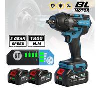 Llave de impacto eléctrica sin escobillas de 1800N.M, taladro inalámbrico de 1/2 pulgada, destornillador, herramienta eléctrica para batería Makita de 18V. No Battery Wrench
