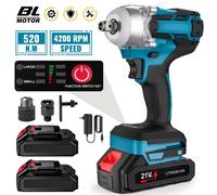 Llave de impacto eléctrica sin escobillas de 520N.m, llave inalámbrica de 1/2 pulgada, taladro manual, herramientas eléctricas con batería de iones de litio para batería de 18V With 1XBattery