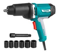 Llave de Impacto Eléctrica Total 1050W, 2300 RPM, 550 Nm con Juego de Dados 1/2" y Accesorios, 220-240V