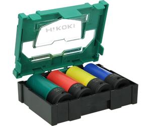 Llave de impacto Hikoki, juego de vasos para atornillador de impacto, 17, 19, 21 y 22 mm, 1/2", KFZ-4xSet, WR18DH