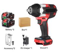 Llave de impacto inalámbrica con un par de 1800 Nm y dos baterías – Color rojo