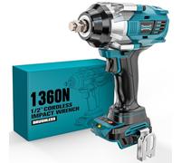 Llave de impacto inalámbrica de 1/2 pulgada para batería Makita de 18 V, 900 pies (1200 N. m) Herramienta de pistola de impacto de energía eléctrica sin escobillas, llave de impacto de alto par de
