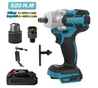 Llave de impacto sin escobillas de alto Torque de 520N.m, herramienta de extracción de accionamiento cuadrado de 1/2 pulgadas, herramientas eléctricas de taladro sin escobillas para batería Makita de