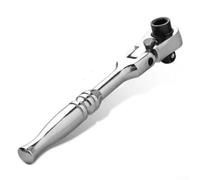 Llave de trinquete de 1/4 pulgadas de 72 dientes para rechonchos de 115 mm, herramienta de enchufe reversible de cabeza flexible 2 en 1 para espacios reducidos, acero al cromo vanadio (mango redondo)