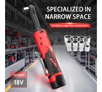 Llave de Trinquete Eléctrica Inalámbrica Tungfull de 18V con Cable Extendido, Ángulo Recto de 90 Grados, Torque, Juego de Herramientas de Reparación Automotriz de Iones de Litio no battery