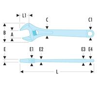 Llave de tubo ajustable cromada FACOM, 62 mm