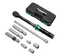 Llave Dinamométrica 3/8", 5-60 Nm Llave de Torqu, Bicicleta, Moto,Bujías Set, 9 piezas, Con barra de extensión de 250 mm, adaptador de 3/8" a 1/2" y 1/4", Magnética y universal de Bujía