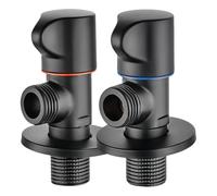 Llave Escuadra Válvula Angular G1/2 De Latón De 2 Piezas Interruptor De Agua Caliente Y Fría De Una Entrada Y Dos Salidas Para Calentador De Agua Negro