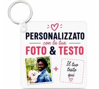 Llavero de Madera Personalizado con Foto a Color - Modelos Redondo, Cuadrado o Rectangular a Elegir - Regalo Original para Hombre o Mujer