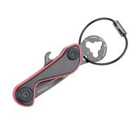 Llavero mini herramienta 9 funciones - PARCEL CUT & CART - extractor de carritos de la compra, cuchillo para paquetes, abrebotellas, abrepaquetes (auténtico acero inoxidable 440) rojo/negro