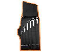 Llaves combinadas de trinquete, largas, juego de 6, 8 - 19 mm, caja blanda