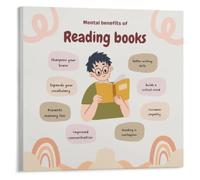 LLBOGRGGN Book Lover Poster Reading Advantages Chart for Home Library Decor | See the science backed benefits of daily reading for brain and well being(Unframed,12x18inch(30x45cm))