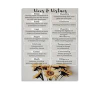 LLBOGRGGN Canvas Wall-Art The 7 Sins and Virtues Vices Contrast Print for Study Room Decor Philosophical Conversation Starting Art(Framed,16x24inch(40x60cm))
