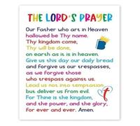 LLBOGRGGN Faith Decor Poster The Lords Prayer Print Our Father Scripture Christian Wall-Art for Nursery Classroom and Church(Framed,16x24inch(40x60cm))