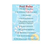 LLBOGRGGN Pool Rules Sign Educational Canvas Wall-Art with Important Tips for Swimming Area Decor(Unframed,08x12inch(20x30cm))