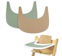LLHQAMT 2 manteles individuales de silicona para silla alta (verde/caqui) | Limpio e higiénico, adecuado para Stokke Tripp Trapp cubierta de bandeja de trona