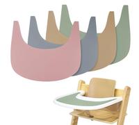 LLHQAMT 4 manteles individuales de silicona para silla alta (rosa, gris | Limpio e higiénico, adecuado para bandeja de silla alta Tripp Trapp