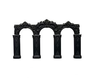 Lljsszr Mini Arco de Boda Arco Escenografía Adorno Diseño Gótico con Aberturas Elegantes y Cornisa Impreso en 3D Adecuado para Vitrinas Escritorio, Negro, 11.8 20cm