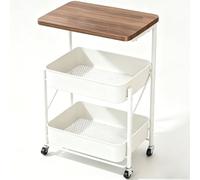 LLNWDNB Caritro de Almacenamiento de 3 Niveles Carrito Plegable Auxiliar Metalico con Ruedas Carro de Cocina Carro Organizador de Acero para Cocina Dormitorio Baño B