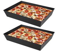 Lloyds - Sartén para pizza (antiadherente sin BPA), 35.5 x 25.4 x 6.3 cm, sartén rectangular anodizada dura, sartén para pizza Lloyds, utensilios de cocina para hornear presazonados (2)
