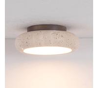 LLXDFUU Lámpara de techo al ras de piedra natural vintage Cuenco de travertino amarillo Accesorios de iluminación de dormitorio para montaje en techo Sala de estar nórdica de 18W Lámpara de techo redo