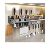 LMHAUSS Especiero montado en la Pared sin instalación de perforación Organizador de estantes de Cocina con Ganchos móviles Porta Utensilios Toallero y portacuchillos 80 cm 3 Tazas 10 Ganchos Vigorous