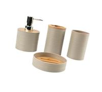 lmoikesz Juego de 4 accesorios de baño, regalo de inauguración de la casa, decoración de baño, taza de enjuague bucal, verde oscuro, Beige