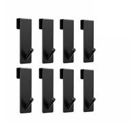 LMSAWK Set de 8 Ganchos de Ducha de Plástico, Ganchos para Mampara de Ducha de Cristal sin Taladrar, Colgador para Toallas, Esponjas de Ducha y Accesorios de Baño, para Cristal de hasta 16 mm, Negro