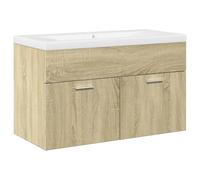 LMTYOENFG Armario para debajo del lavabo con lavabo empotrado, roble Sonoma | Juego de muebles de baño de madera con lavabo de cerámica para su cuarto de baño.