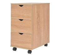 LMTYOENFG Cajonera con ruedas de roble, contenedor de oficina móvil con 3 cajones, armario auxiliar de madera para estudio y oficina, 33 x 45 x 60 cm