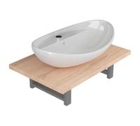 LMTYOENFG Juego de 2 muebles de baño con lavabo de cerámica | Combinación colgante de pared de roble y lavabo de cerámica blanca para ducha de invitados, baño y sala de maquillaje.