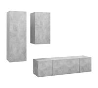 LMTYOENFG Juego de 4 armarios de pared para TV de pared, color gris | Kit de montaje en pared bajo de ahorro de espacio en la sala de estar con espacio de almacenamiento flexible para medios y