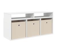 LMTYOENFG Mueble bajo con cajones, color blanco, 102 x 32 x 48,5 cm | Cómoda compacta de color blanco con 3 cajones y 2 compartimentos para salón. Aparador de TV versátil de 102 cm de ancho.