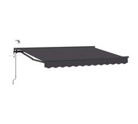 LMTYOENFG Toldo con brazo articulado, color antracita, 3,5 x 2 m | Parasol flexible para patio y jardín con media caja, incluye mando a distancia y manivela.