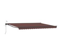 LMTYOENFG Toldo con brazo articulado, marrón antracita, 5 x 3 m | Elegante parasol para patio y jardín: diseño resistente de media casete con manivela y accesorios para montaje en pared.