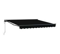 LMTYOENFG Toldo con brazo articulado, negro, 350 x 250 cm, toldo retráctil con manivela y mando a distancia, media cassette, resistente a la intemperie, para terraza, jardín y balcón