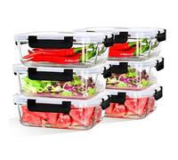 LNWSN Frost Set de 2 unidades 1040ml recipientes herméticos para alimentos con tapa, Rectangulares, Con válvula para microondas, Sin BPA, Vidrio