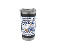 Lo que sea que la vida te lance pato y deja que golpee a otra persona Vaso térmico de acero inoxidable de doble pared
