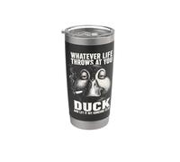 Lo que sea que la vida te lance pato y deja que golpee a otra persona Vaso térmico de acero inoxidable de doble pared