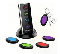Localizador inalámbrico RF con 80 dB+ pitido fuerte y luz LED, rango de 132 pies, no necesita aplicación, 1 transmisor RF y 4 receptores, rastreador de artículos para llaves, control remoto de TV