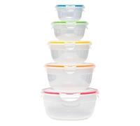 LocknLock Classic - Juego de recipientes herméticos (5 unidades, 250 ml, 480 ml, 850 ml, 1,4 L, 2,1 L, 100% herméticos, sin BPA, para congelador y frigorífico, apto para lavavajillas y microondas)