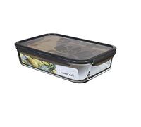 LocknLock OVEN GLASS - Fiambreras de cristal con tapa, 3,6 L, 345 x 236 x 88 mm, frigorífico, congelador y lavavajillas, cristal de borosilicato hasta 400 °C, apto para horno y microondas con tapa