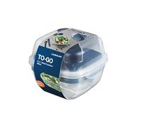 LocknLock TO GO Salad Bowl con bandeja para tope, vaso para salsa y cubiertos, 950 ml, 100% hermético, apto para lavavajillas y microondas, sin bisfenol A, ensaladera para llevar