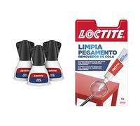Loctite 2784726 Super Glue, Pack de 3, Transparente, 3x5 g + Limpia Pegamento, quita pegamento para corregir objetos mal pegados o despegar dedos, quita adhesivo