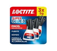 Loctite Super Glue-3 Pincel, Pegamento Instantáneo Transparente, 3 x 5 g