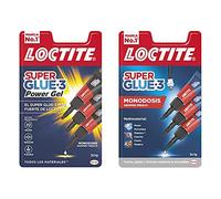 Loctite Super Glue-3 Power Flex Mini Trio, Gel Adhesivo Flexible Y Resistente + Super Glue-3 Original Mini Trio, Pegamento Universal Con Triple Resistencia, Adhesivo Transparente