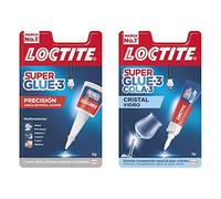 Loctite Super Glue-3 Precisión, pegamento transparente, adhesivo universal con goteo fácil de regular, 1x5 g + Loctite Super Glue-3 Cristal, adhesivo para cristal resistente al agua, 1x3 g