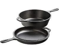 Lodge Juego de sartenes LCC3 – sartén honda y sartén plana, 3 L (3,2 qt), Negro, 26 cm