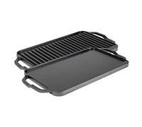 LODGE Two-i Collection-Parrilla Reversible de Hierro Fundido Estilo Chef de 20 x 10 Pulgadas. Utensilios de Cocina sazonados Dos en uno para quemadores de Estufa o una fogata. Fabricado, Negro